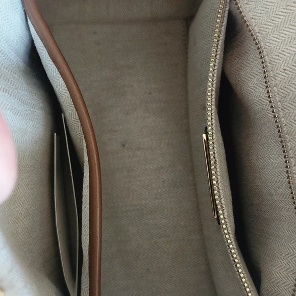 Tory Burch Brown and Gold Satchel with Woven Design - Picture 3 of 6